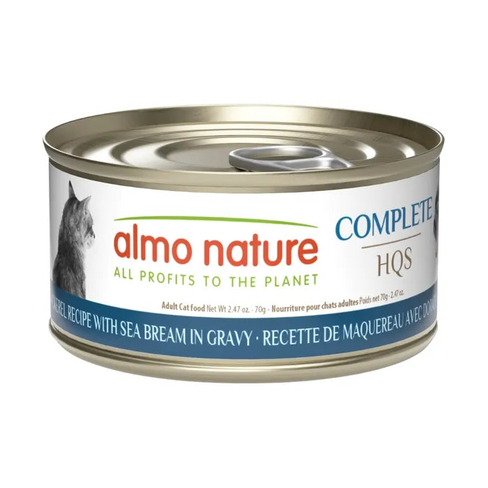 Almo Nature HQS Complete Mackerel Recipe with Sea Bream in Gravy Grain-Free Wet Cat Food, 2.47oz - 24 count