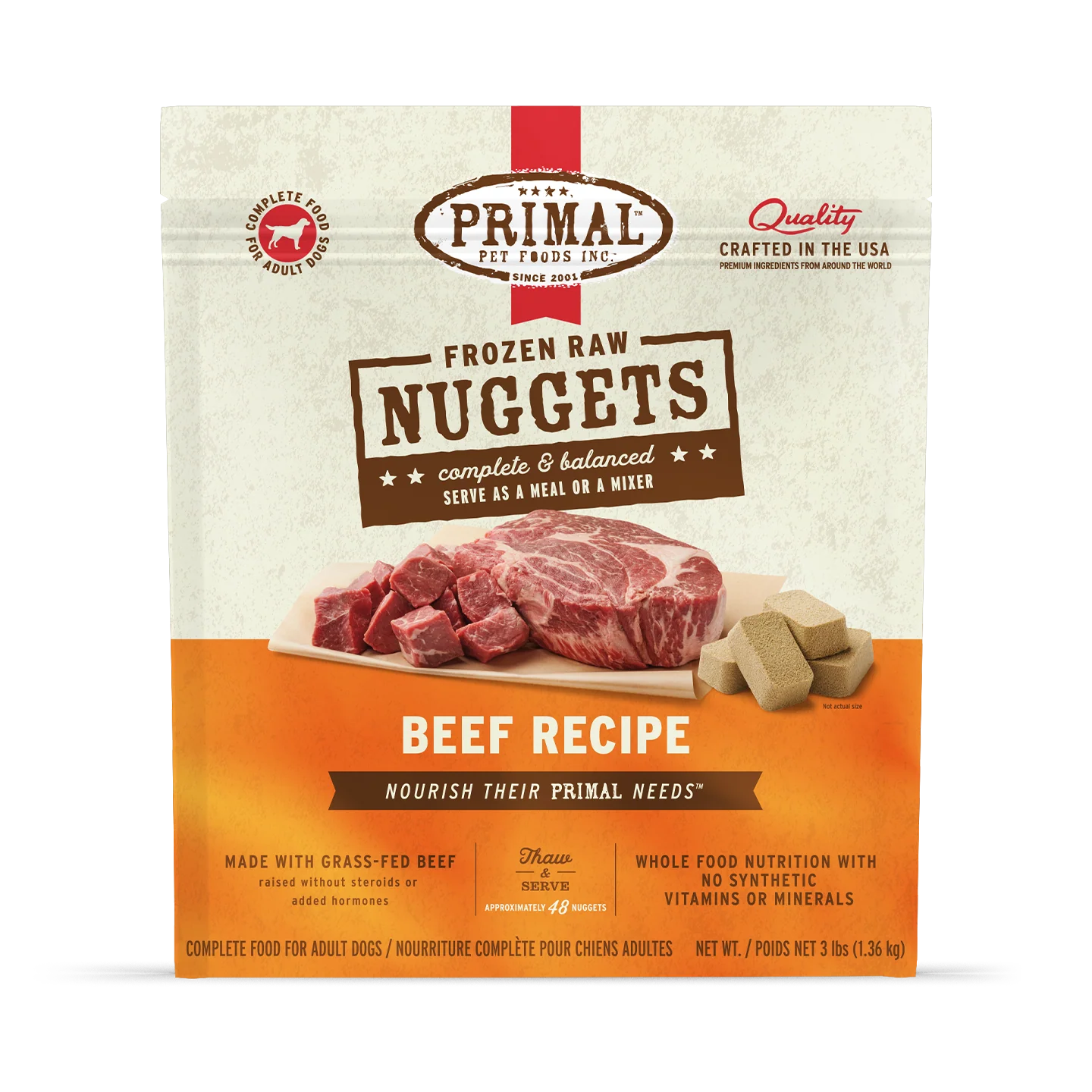 Primal Beef Nuggets for Dogs 3lb