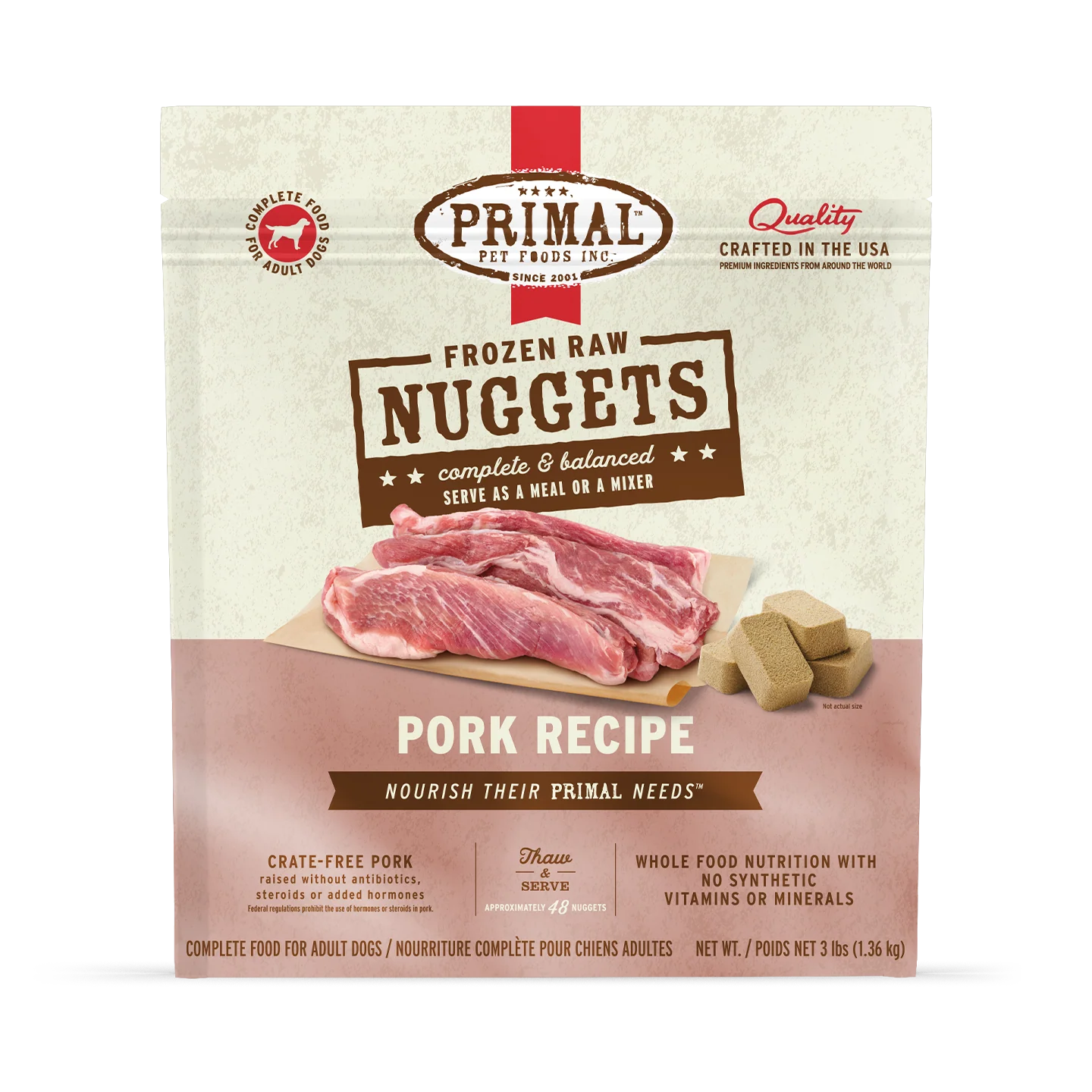 Primal Pork Nuggets for Dogs 3lb