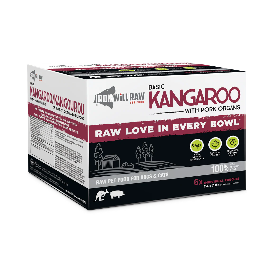 Iron Will Raw Kangaroo Single Protein, 6 x 1lb