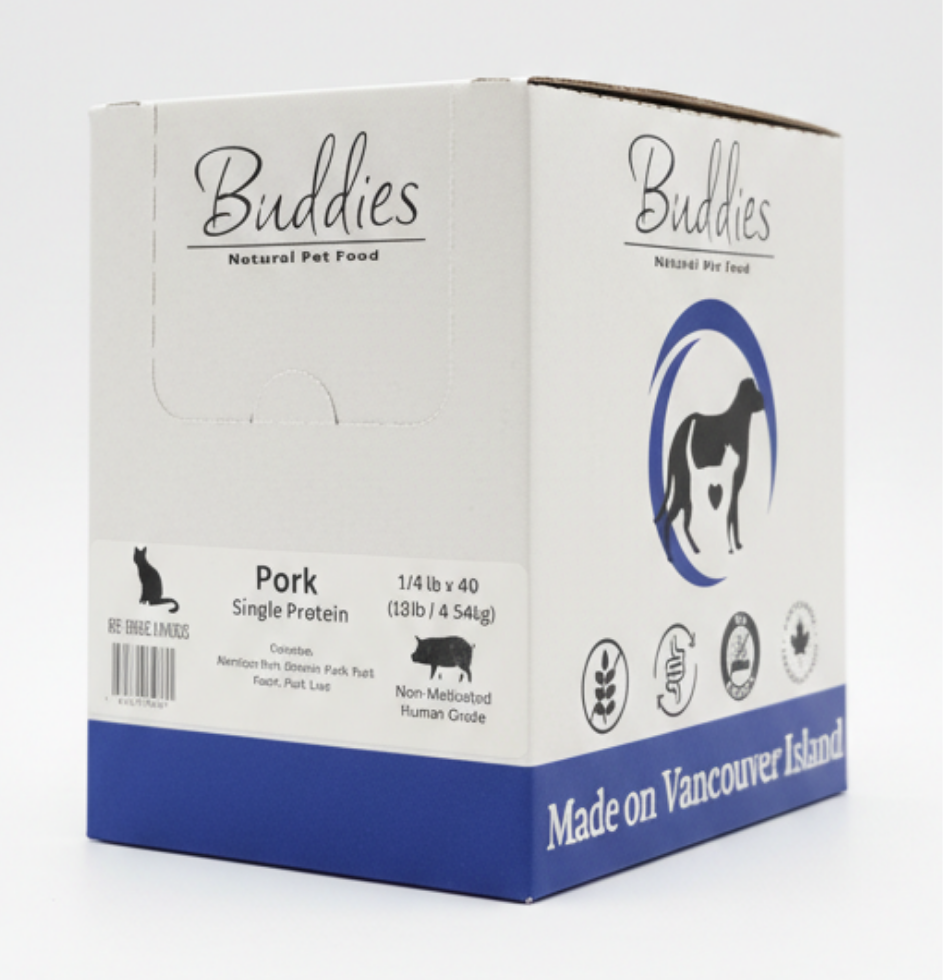 Buddies Cat Pork Single Protein with Eggshell 1/4lb - 10lb Box