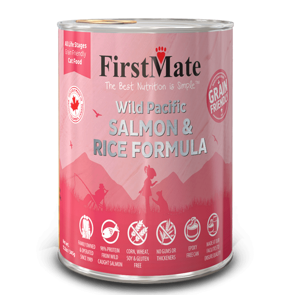 FirstMate Grain Friendly Wild Salmon and Rice Wet Cat Food, 12.2-oz - 12 count