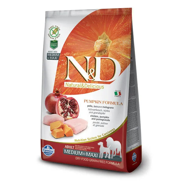 Farmina NandD Pumpkin Chicken and Pomegranate Adult Medium and Maxi Dog Dry Food bag