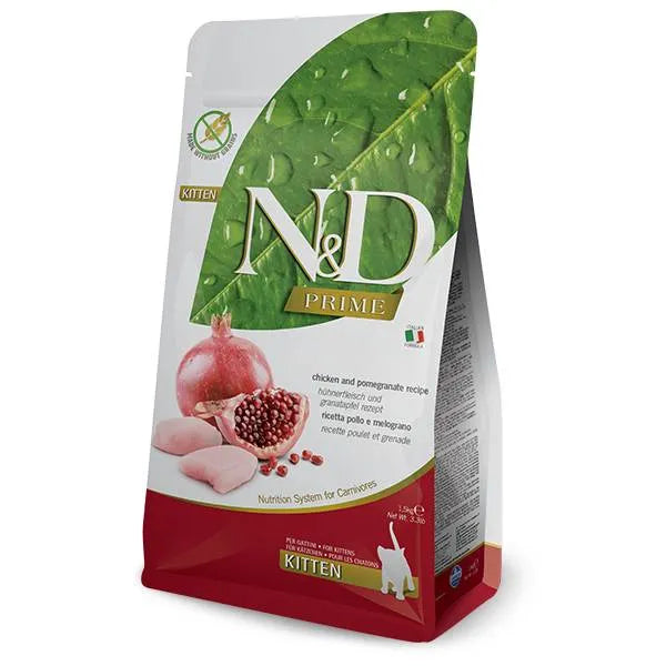 Farmina NandD Prime Chicken and Pomegranate Kitten Dry Cat Food bag