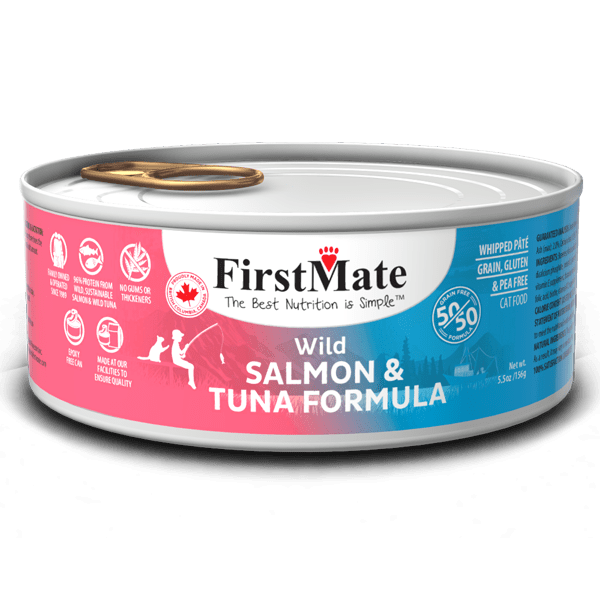 FirstMate 50/50 Salmon and Tuna Grain-Free Canned Cat Food, 5.5-oz - 24 count