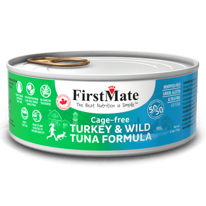 FirstMate 50/50 Turkey and Tuna Grain-Free Canned Cat Food, 5.5-oz - 24 count