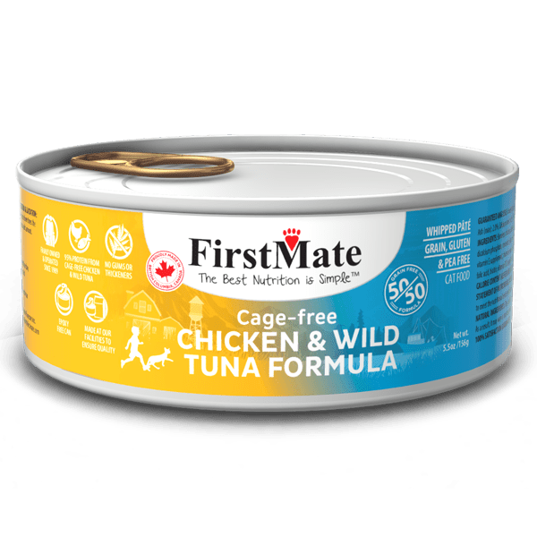 FirstMate 50/50 Chicken and Tuna Grain-Free Canned Cat Food, 5.5-oz - 24 count