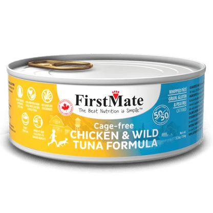 FirstMate 50/50 Chicken and Tuna Grain-Free Canned Cat Food, 5.5-oz - 24 count