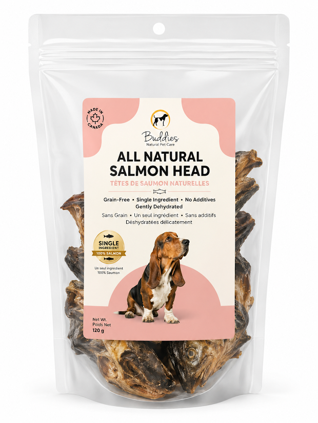 Buddies Gently Dehydrated All Natural Salmon Head – 4pcs