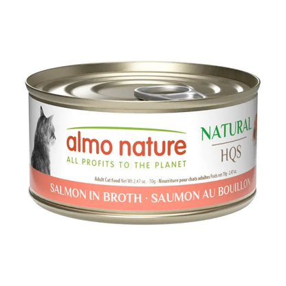 Almo Nature HQS Natural Salmon in Broth Adult Grain-Free Wet Cat Food, 2.47oz - 24 count