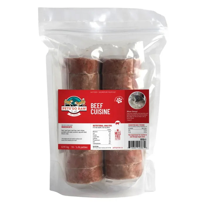 Pets Go Raw Cat Beef Cuisine, 2lb