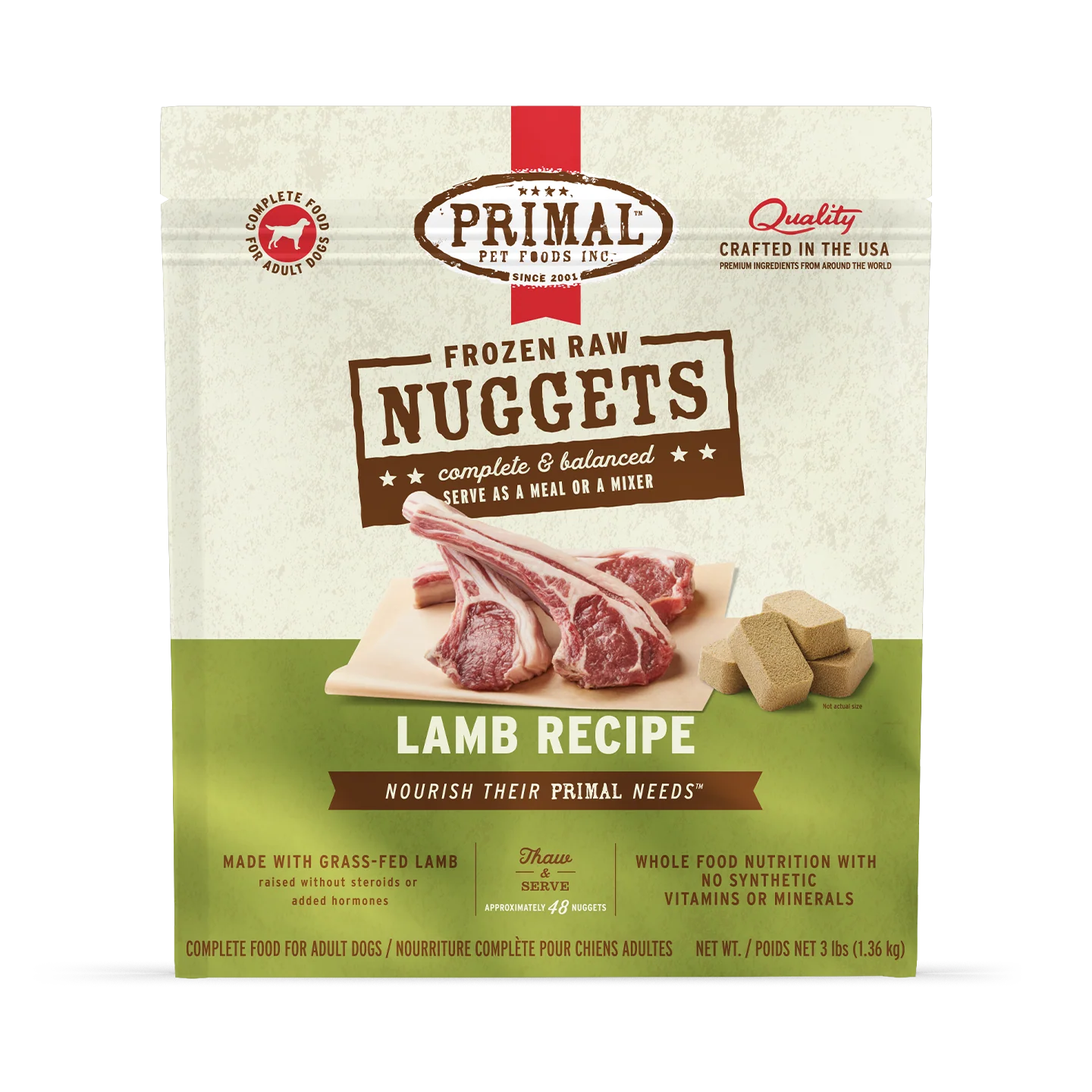 Primal Lamb Nuggets for Dogs 3lb