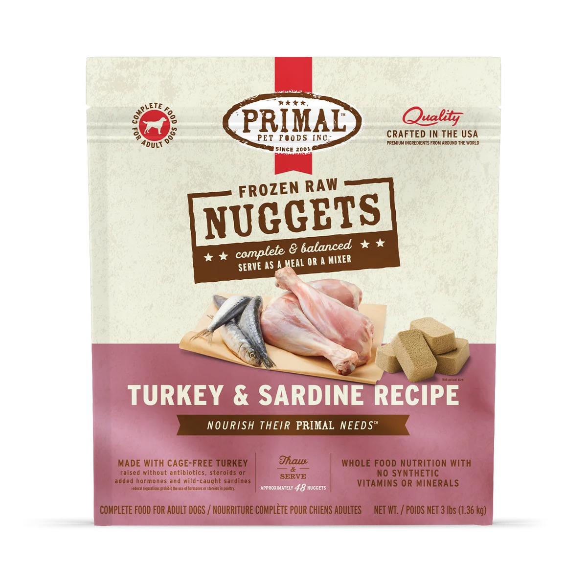 Primal Turkey & Sardine Nuggets for Dogs 3lb