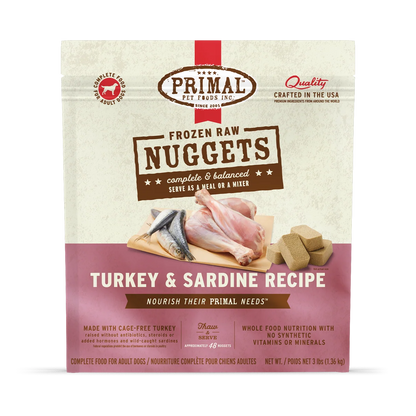 Primal Turkey & Sardine Nuggets for Dogs 3lb