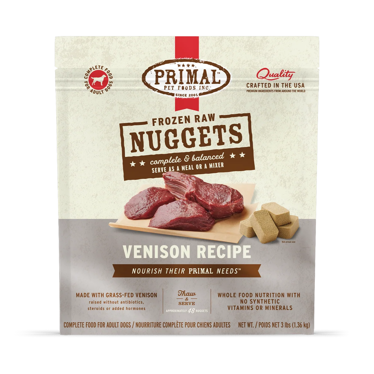Primal Venison Nuggets for Dogs 3lb