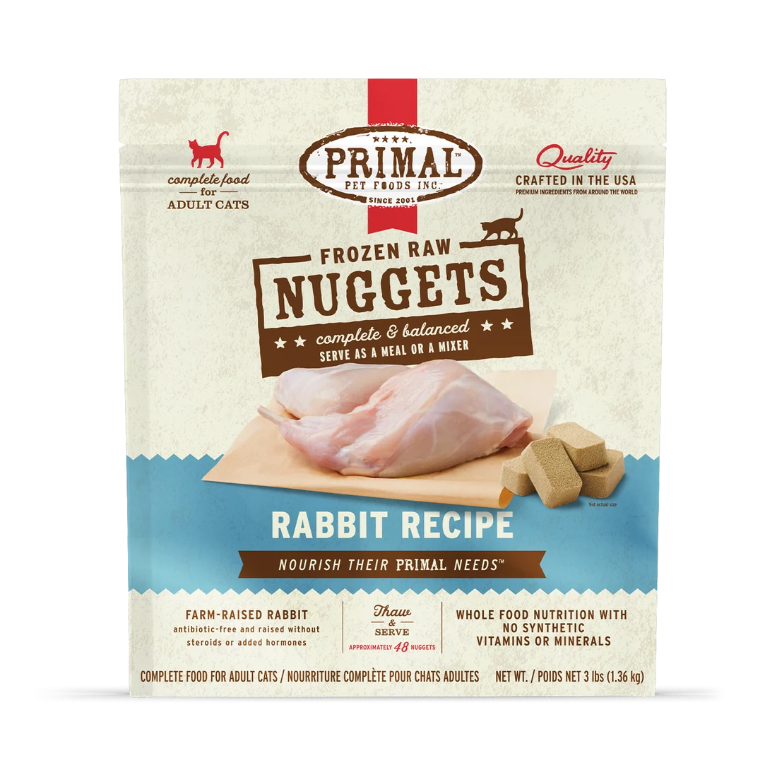 Primal Raw Nuggets Rabbit 3lb