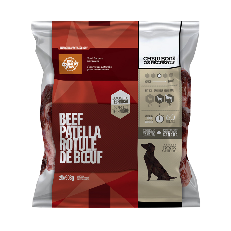 Big Country Raw Beef Patella Bone Frozen Food, 2-lb