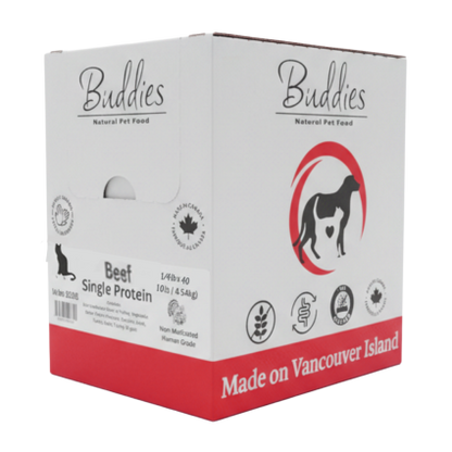 Buddies Cat Beef Single Protein 1/4lb - 10lb Box