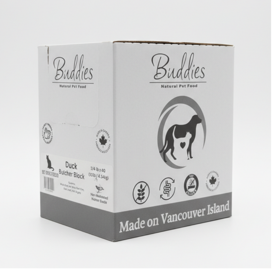 Buddies Cat Duck Butcher Block -1/4 lbs - Box 10LBS