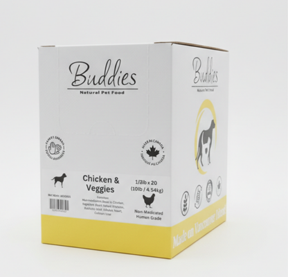 Buddies Cat Chicken Single Protein 1/4lb 10lb Box