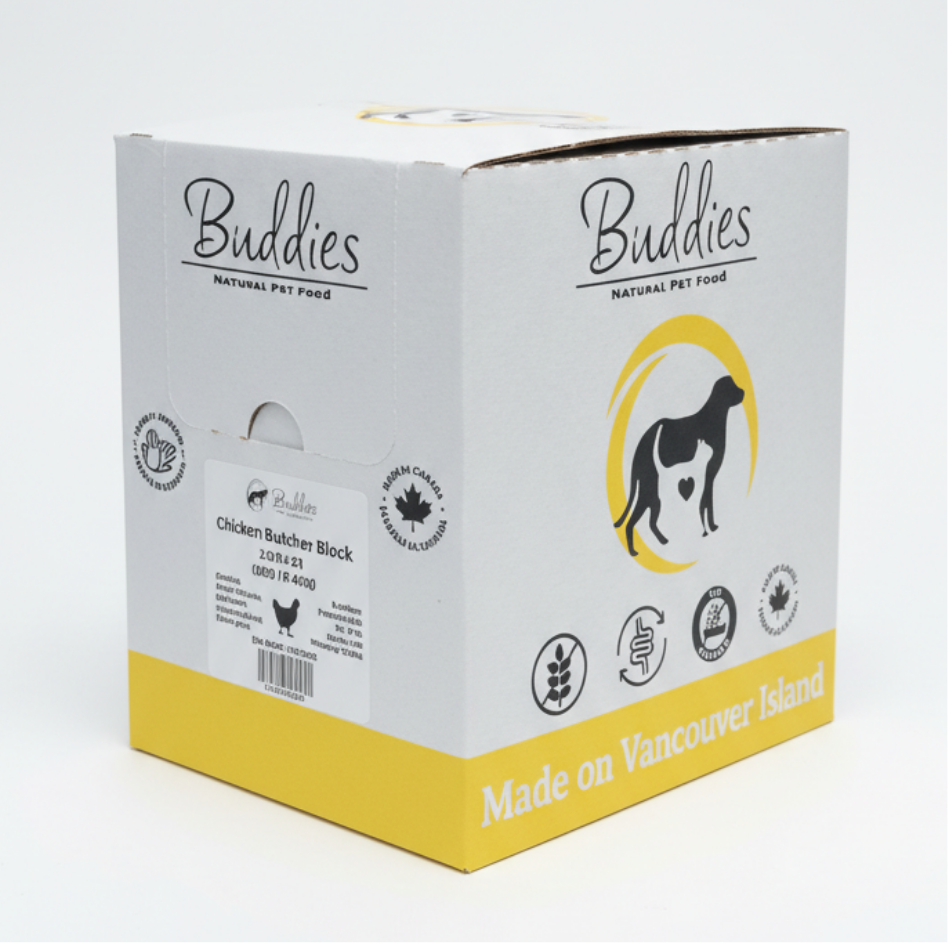 Buddies Cat Chicken Butcher Block 1/4 -lbs - Box 10LBS