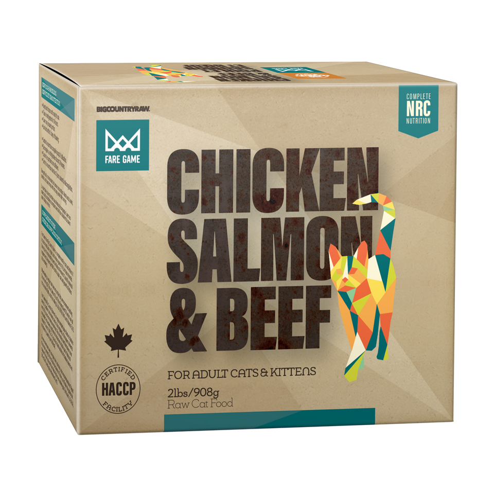 Big Country Raw Fare Game Chicken, Salmon and Beef Frozen Cat Food, 2-lb