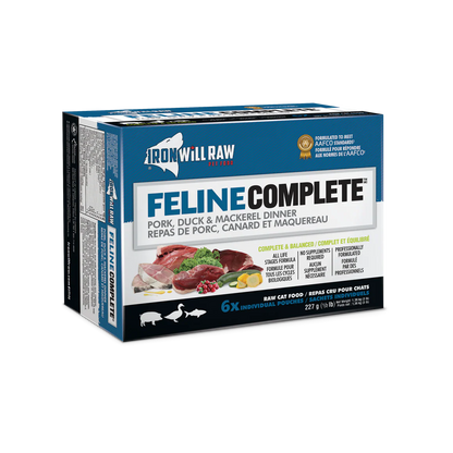 Iron Will Raw Feline Complete Pork, Duck and Mackerel Dinner Frozen Cat Food, 3-lb