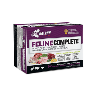 Iron Will Raw Feline Complete Rabbit, Pork and Mackerel Dinner Frozen Cat Food, 3-lb