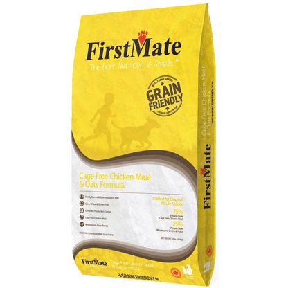 FirstMate Grain Friendly Cage-Free Chicken Meal and Oats Dry Dog Food bag