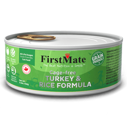 FirstMate Grain Friendly Cage Free Turkey and Rice Wet Cat Food, 5.5-oz - 24 count