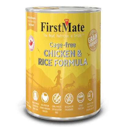 FirstMate Grain Friendly Chicken and Rice Wet Cat Food, 12.2-oz - 12 count