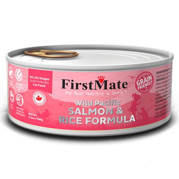 FirstMate Grain Friendly Wild Salmon and Rice Wet Cat Food, 5.5-oz - 24 count