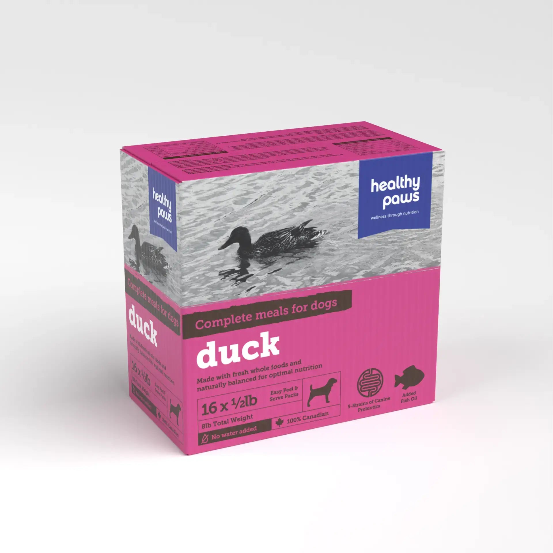Healthy Paws Complete Dinner Duck Raw Frozen Dog Food 16 x 1/2lb