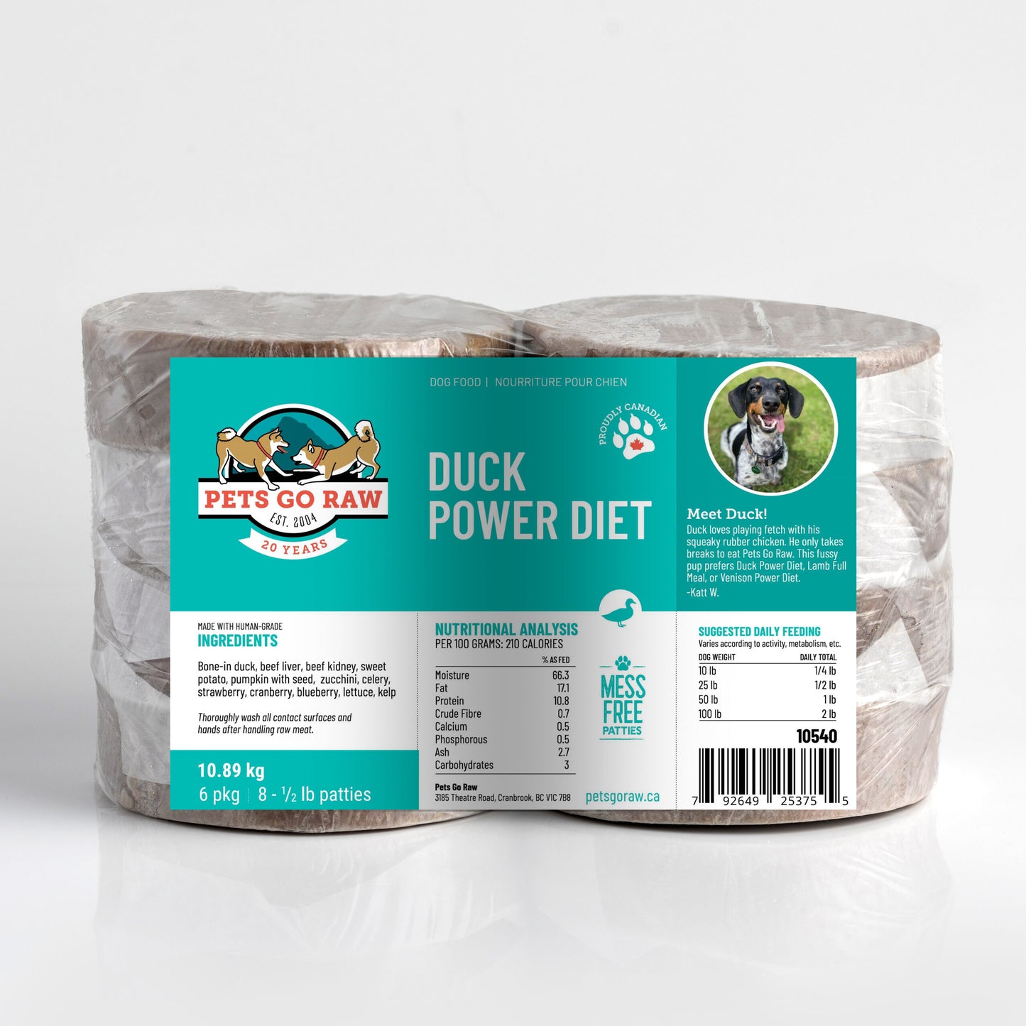 Pets Go Raw Duck Power Diet, 4lb