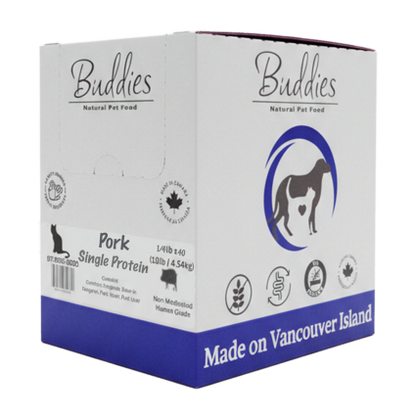 Buddies Cat Pork Single Protein 1/4lb - 10lb Box