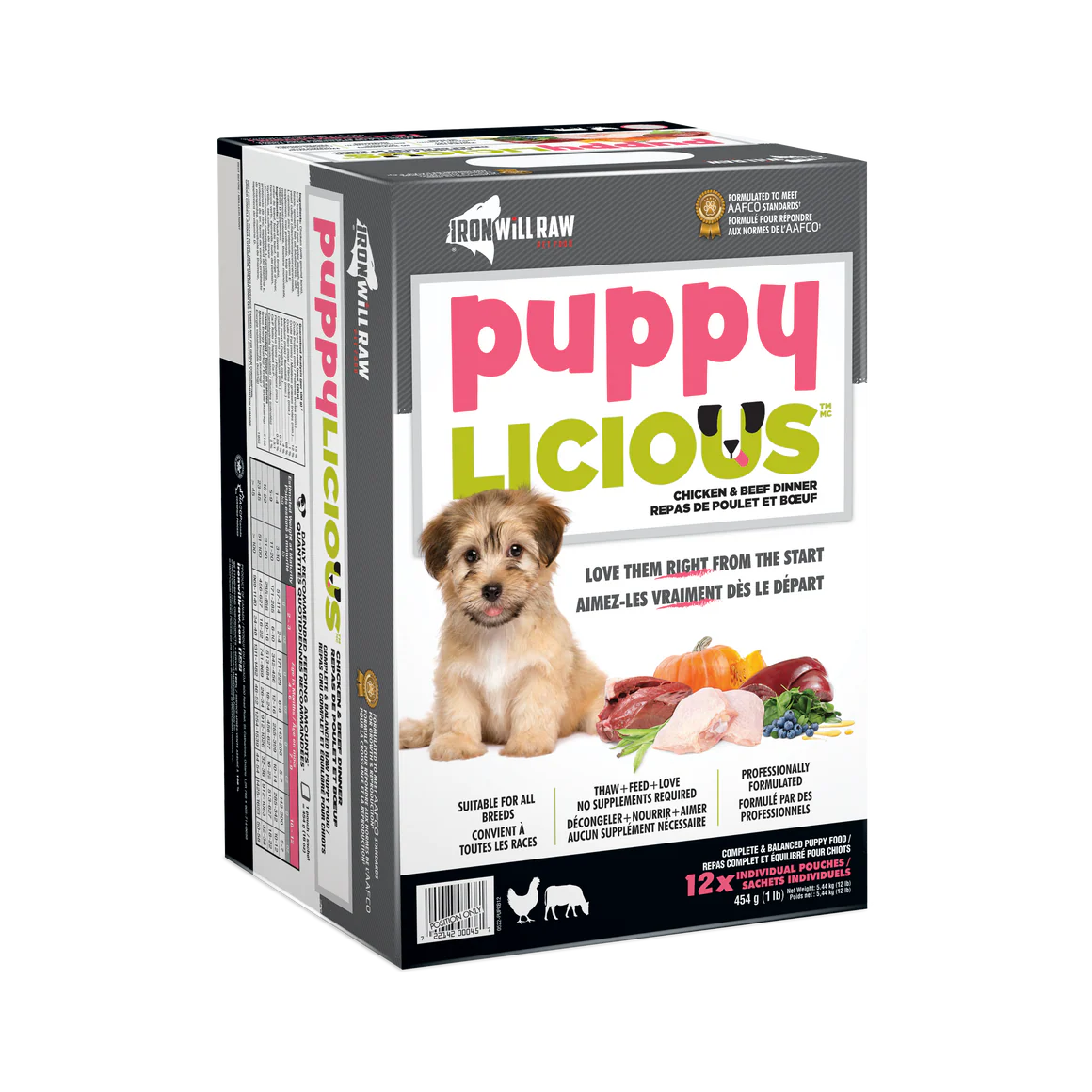 Iron Will Raw Dog Puppylicious Chicken and Beef 12 x 1 lb