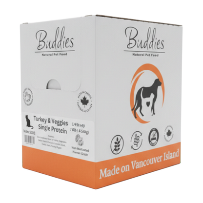 Buddies Cat Turkey Single Protein 1/4lb - 10lb Box