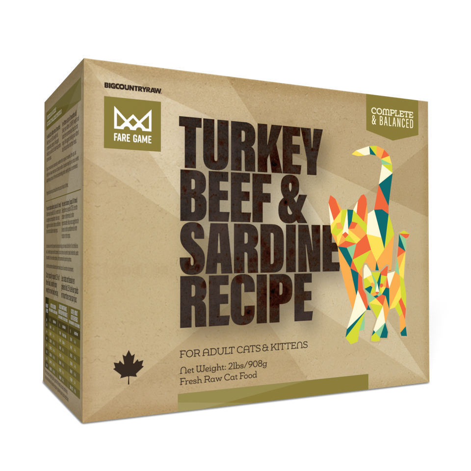 Big Country Raw Fare Game Turkey and Sardines with Beef Raw Frozen Cat Food, 2-lb