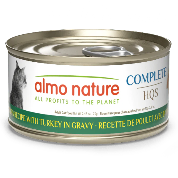 Almo Nature HQS Complete Chicken Recipe with Turkey in Gravy Grain-Free Wet Cat, 2.47oz - 24 count