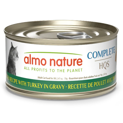 Almo Nature HQS Complete Chicken Recipe with Turkey in Gravy Grain-Free Wet Cat, 2.47oz - 24 count