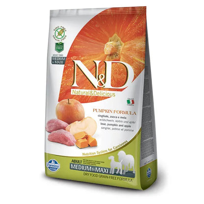 Farmina NandD Pumpkin Boar and Apple Adult Medium and Maxi Dog Dry Food bag
