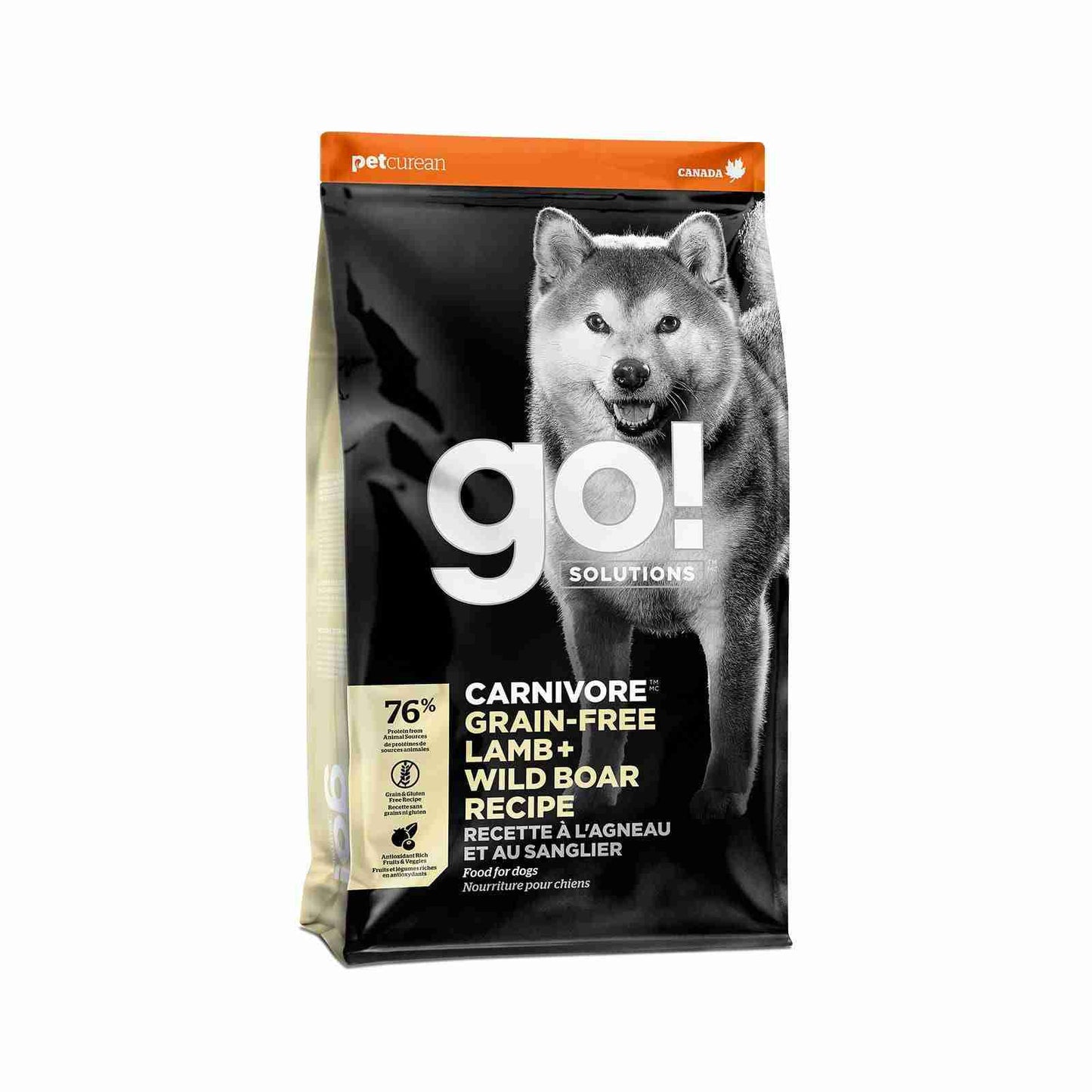 Go! Solutions Carnivore Lamb and Wild Boar Grain-Free Dry Dog Food bag