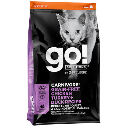 GO! Grain Free Carnivore Chicken Turkey & Duck Dry Cat Food