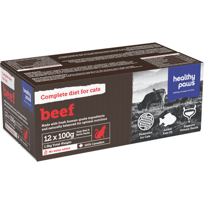 Healthy Paws Frozen Complete Dinner Beef for Cats 1.2kg