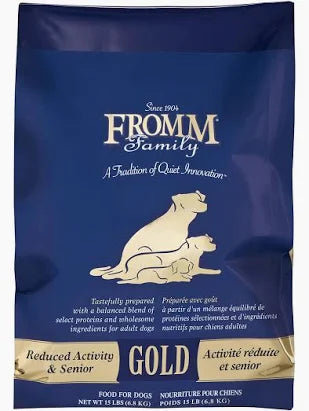 Fromm Family Gold Reduced Activity and Senior Dry Dog Food bag