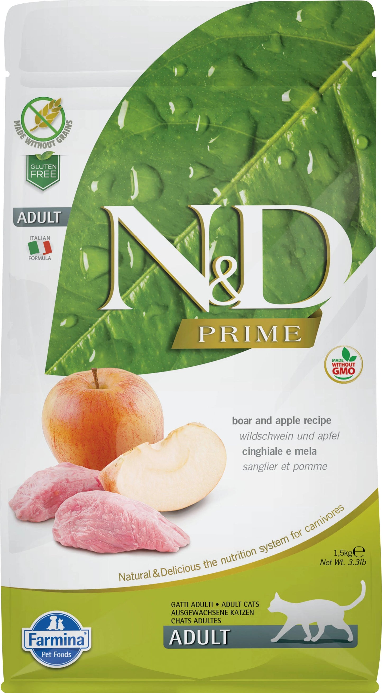 Farmina NandD Prime Boar and Apple Dry Cat Food bag