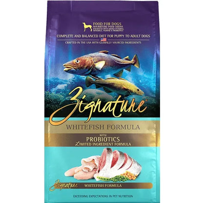 Zignature Whitefish Limited Ingredient Formula Grain-Free Dry Dog Food bag