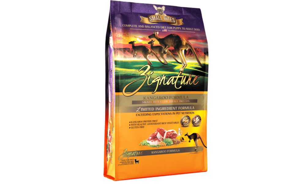 Zignature Small Bites Kangaroo Formula Dry Dog Food bag